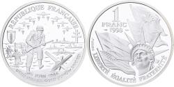 World Coins - France, 1 Franc, Cinquantenaire du Débarquement, 1993, Paris, Silver,