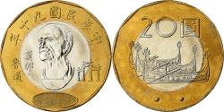 World Coins - Republic of China, TAIWAN, Abdullah II, 20 Yuan, 2001, Bi-Metallic,