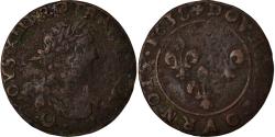 World Coins - Coin, France, Louis XIII, Double Tournois, 1638, Vallée du Rhône,
