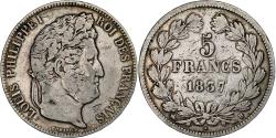 World Coins - France, Louis Philippe I, 5 Francs, 1837, Rouen, Silver, , Gadoury:678