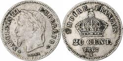 World Coins - France, Napoleon III, 20 Centimes, 1867, Paris, , Silver, KM:808.1, Le
