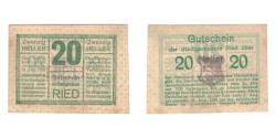 World Coins - Banknote, Austria, Ried im Innkreis O.Ö. Stadtgemeinde, 20 Heller, Texte, 1920