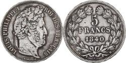 World Coins - France, Louis Philippe I, 5 Francs, 1840, Rouen, Silver, , Gadoury:678