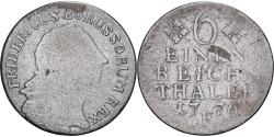 World Coins - German States, Frederik II, 1/6 Thaler, 1776, Königsberg, Silver,