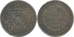 World Coins - Kingdom of Sardinia, Royaume de Sardaigne, Charles-Félix, 5 Centesimi, 1826