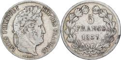 World Coins - France, Louis Philippe I, 5 Francs, 1837, Rouen, Silver, , Gadoury:678