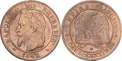 World Coins - France, Napoleon III, 2 Centimes, 1862, Strasbourg, Copper,