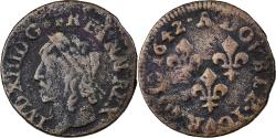World Coins - France, Louis XIII, Double Tournois, 1642, Paris, Copper,