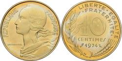 World Coins - Coin, France, Marianne, 10 Centimes, 1974, Paris, série FDC,