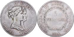 World Coins - Principality of Lucca and Piombino, LUCCA, Felix and Elisa, 5 Franchi, 1808/7