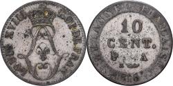 World Coins - French Guiana, Louis XVIII, 10 Centimes, 1818, Paris, Billon,