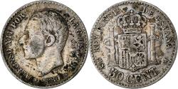 World Coins - Spain, Alfonso XII, 50 Centimos, 1880, Madrid, Silver,