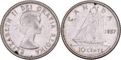 World Coins - Canada, Elizabeth II, 10 Cents, 1957, Royal Canadian Mint, Silver,