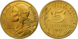 World Coins - France, 5 Centimes, Marianne, 1981, Paris, Aluminum-Bronze,