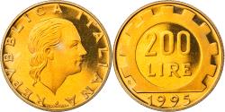 World Coins - Coin, Italy, 200 Lire, 1995, Rome, Proof, , Aluminum-Bronze, KM:105