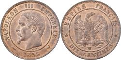 World Coins - France, Napoleon III, 10 Centimes, 1855, Lille, Dog, Bronze,