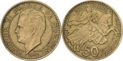 World Coins - Monaco, Rainier III, 50 Francs, Cinquante, 1950, Paris, Aluminum-Bronze