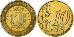 World Coins - Malta, 10 Euro Cent, 2008, Paris, Brass, , KM:128