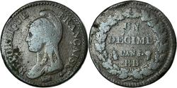 World Coins - Coin, France, Dupré, Decime, 1796, Strasbourg, , Bronze, KM:645.4