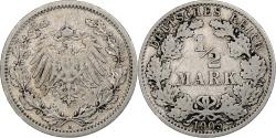 World Coins - GERMANY - EMPIRE, 1/2 Mark, 1905, Berlin, Silver, , KM:17
