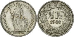 World Coins - Coin, Switzerland, 1/2 Franc, 1948, Bern, , Silver, KM:23
