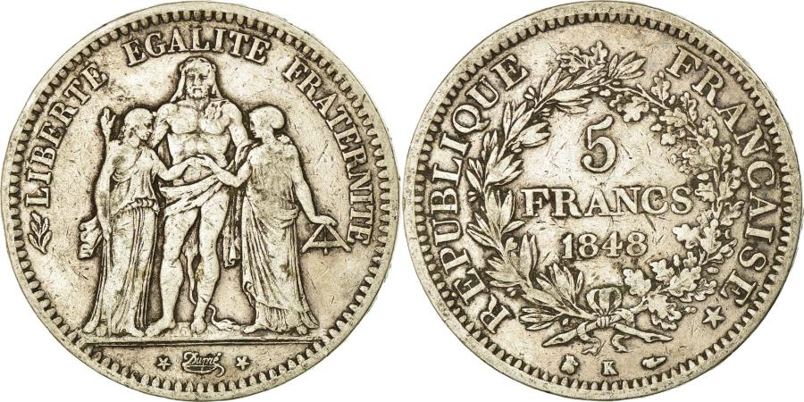 World Coins - Coin, France, Hercule, 5 Francs, 1848, Bordeaux, , Silver, KM:756.4