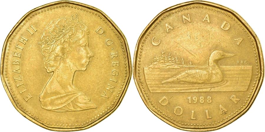 World Coins - Coin, Canada, Elizabeth II, Dollar, 1988, Royal Canadian Mint, Ottawa