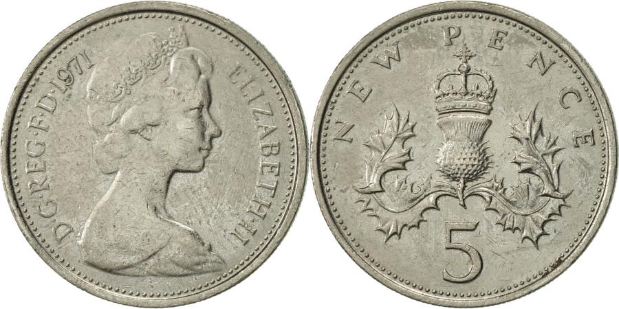Great Britain, Elizabeth II, 5 New Pence, 1971, , Copper-nickel, KM:911