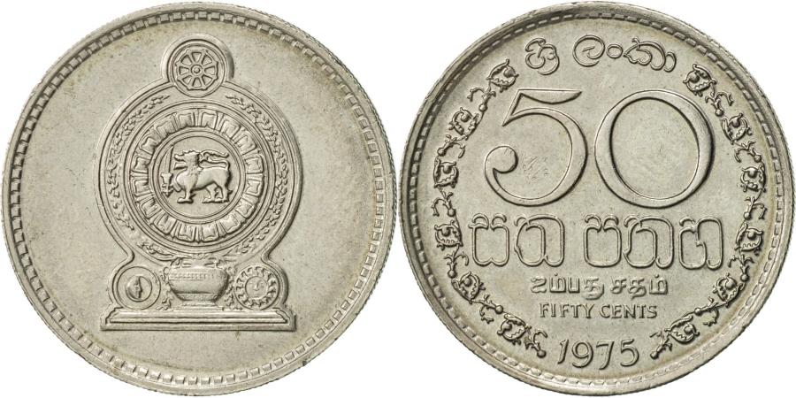 Sri Lanka 50 Cents 1975 Copper Nickel Km 135 1 Asian And Middle Eastern Coins