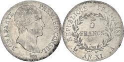 World Coins - Coin, France, Napoleon I, 5 Francs, An XI, Paris, , Silver, KM:650.1