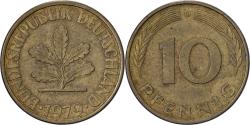 World Coins - Federal Republic of Germany, 10 Pfennig, 1979, Munich, Brass Clad Steel