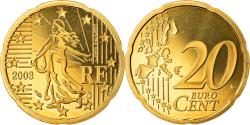 World Coins - France, 20 Euro Cent, 2003, Proof, , Brass, KM:1286