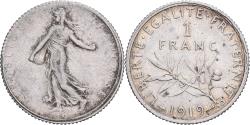 World Coins - France, Franc, Semeuse, 1919, Paris, Error / fauté, Silver,