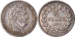 World Coins - Coin, France, Louis-Philippe, 1/2 Franc, 1834, Paris, , Silver