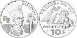 World Coins - France, 10 Francs, Néfertiti, Trésor du nil, 1998, Paris, Proof, Silver