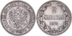 World Coins - Coin, Finland, Alexander II, 2 Markkaa, 1874, Helsinki, , Silver