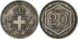World Coins - Italy, Vittorio Emanuele III, 20 Centesimi, 1918, Rome, Copper-nickel