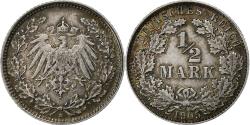 World Coins - GERMANY - EMPIRE, 1/2 Mark, 1905, Munich, Silver, , KM:17
