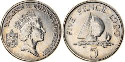 World Coins - Coin, Guernsey, Elizabeth II, 5 Pence, 1990, British Royal Mint,