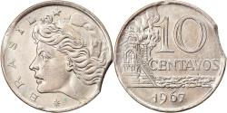World Coins - Coin, Brazil, 10 Centavos, 1967, error clipped planchet,