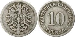 World Coins - German Empire, Wilhelm I, 10 Pfennig, 1888, Berlin, Copper-nickel,