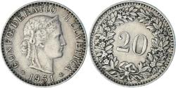 World Coins - Coin, Switzerland, 20 Rappen, 1951