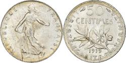 World Coins - Coin, France, Semeuse, 50 Centimes, 1919, Paris, Semeuse, , Silver, KM:854