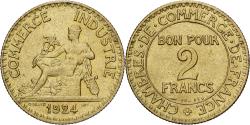 World Coins - France, 2 Francs, 1924, MDP, Cupro-Aluminium,