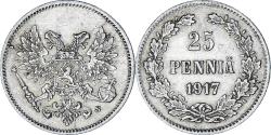 World Coins - Coin, Finland, 25 Penniä, 1917, Helsinki, , Silver, KM:19