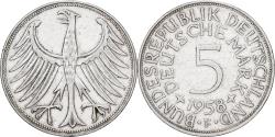 World Coins - Democratic Republic of Germany, 5 Mark, 1958, Stuttgart, Silver,