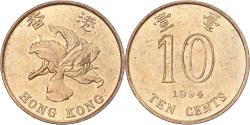 World Coins - Hong Kong, Elizabeth II, 10 Cents, 1994, Brass plated steel, , KM:66