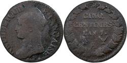 World Coins - France, 5 Centimes, Dupré, AN 7, Bordeaux, Copper,