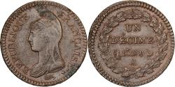World Coins - France, 1 Décime, Dupré, AN 8, Paris, Copper, , Gadoury:187a