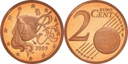 World Coins - France, 2 Euro Cent, 2009, Paris, Proof / BE, , Copper Plated Steel